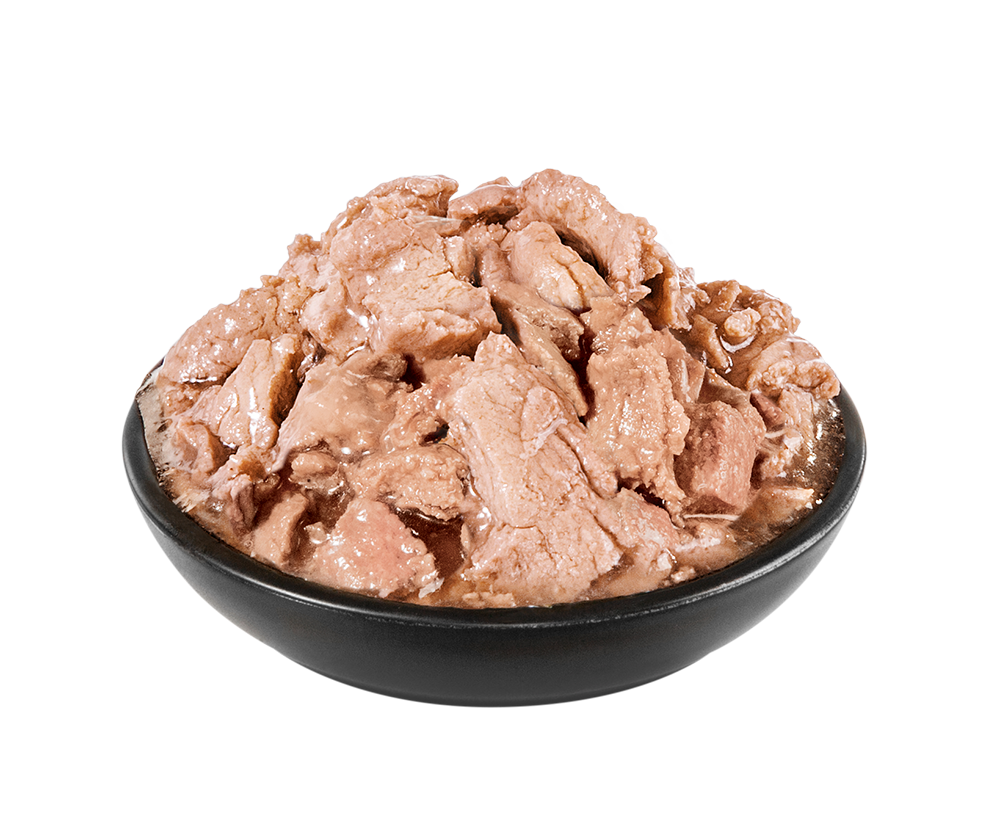 PrimaCat wet food with turkey in gravy for cats, picture of portion